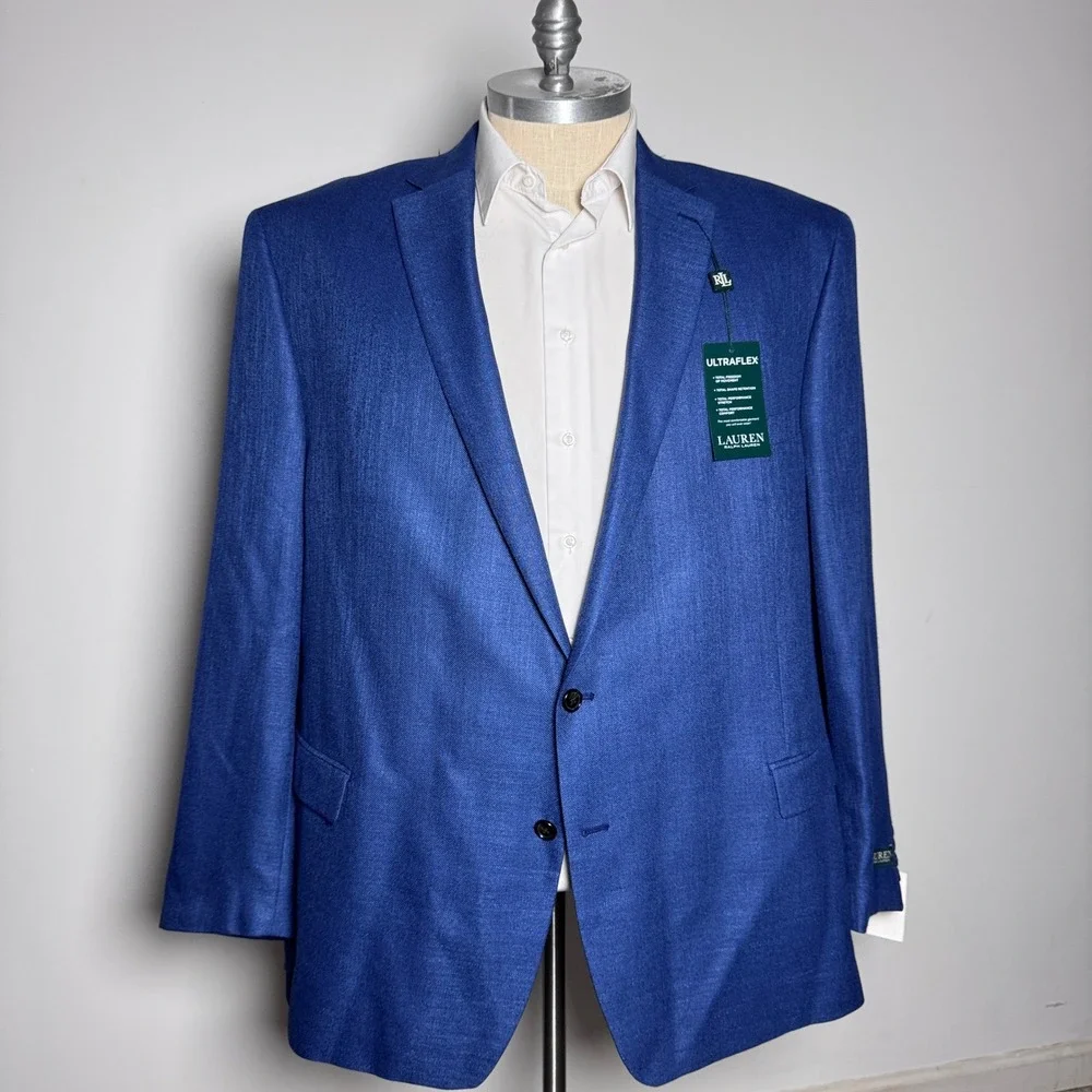 Lauren Ralph Lauren Blazer Mens 58L Bright Navy Solid Ultraflex Sport Coat